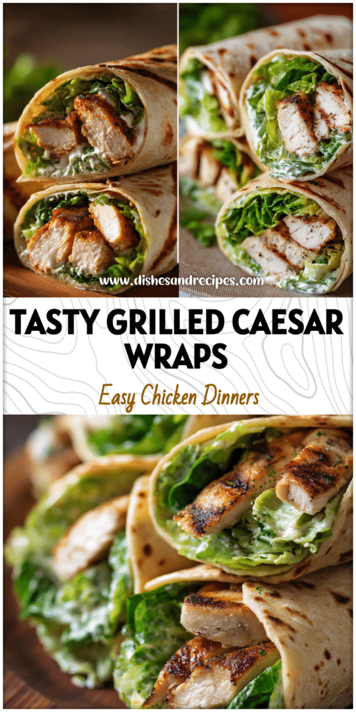 Rolled Chicken Caesar Wraps filled with grilled chicken, romaine lettuce, and Caesar dressing on a plate